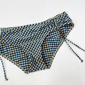 Andres Sarda Vintage Gingham Side Ruched Bikini Bottoms